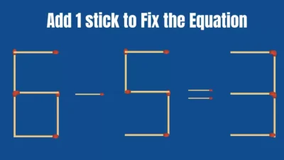 Solve the Puzzle to Transform 6-5=3 by Adding 1 Matchstick to Correct the Equation