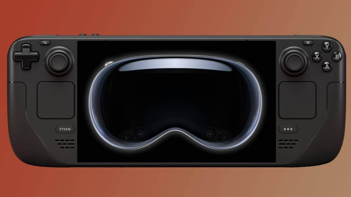 Image of the Apple Vision Pro on the screen of a Steam Deck OLED.